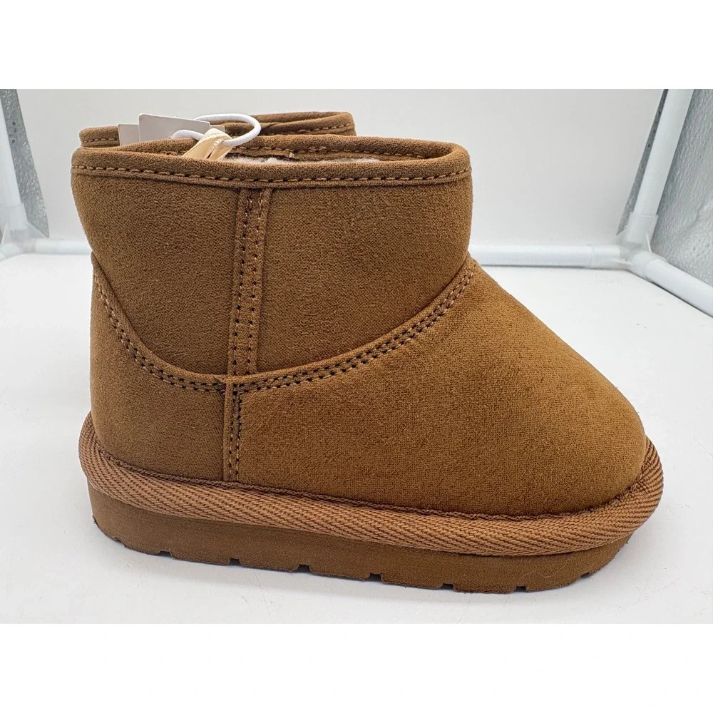 Baby Gap Toddler Size 6 Brown Vegan Suede Cozy Sherpa Lined Mini Boots Shoes NWT